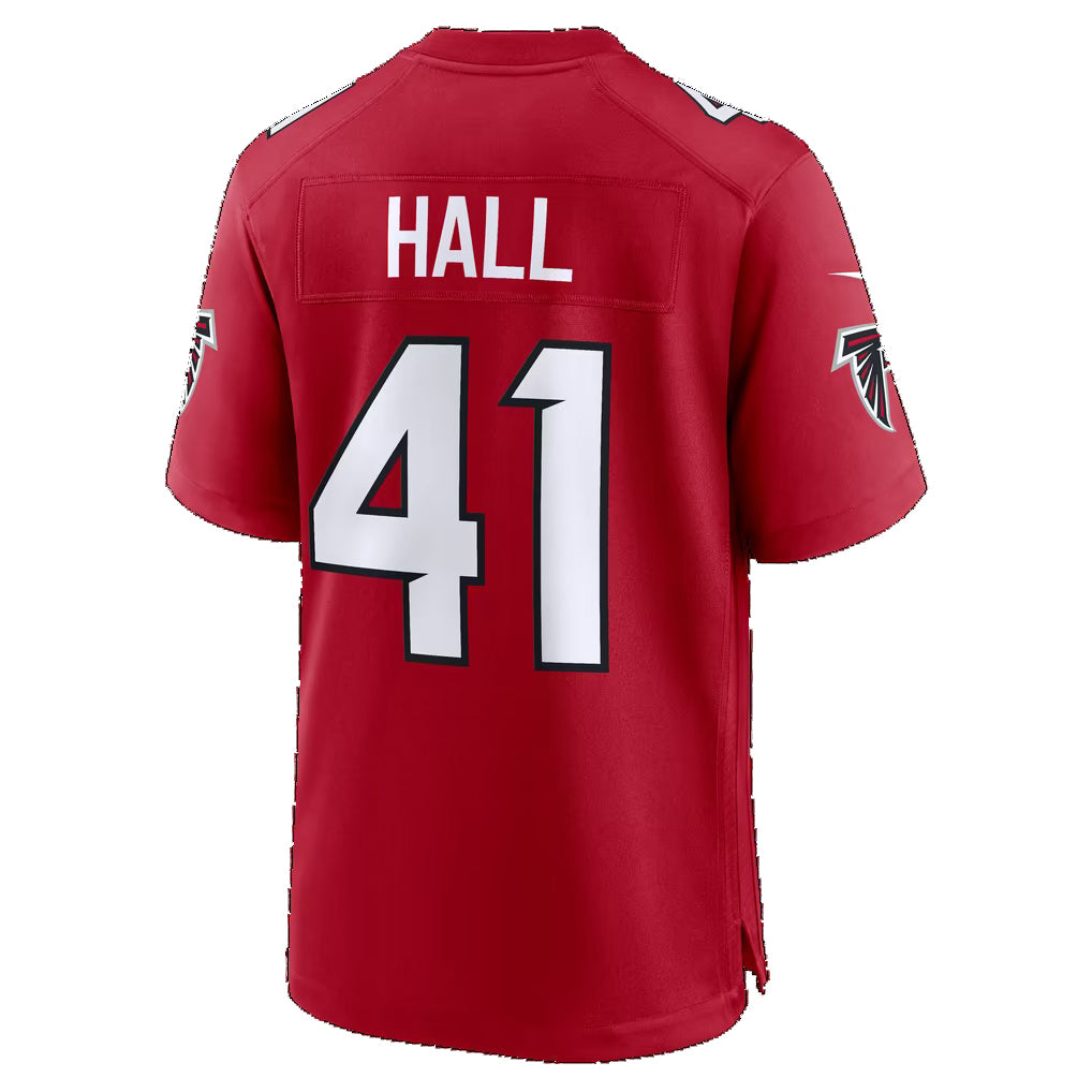 A.Falcons #41 Darren Hall Red Team Game Football Jersey