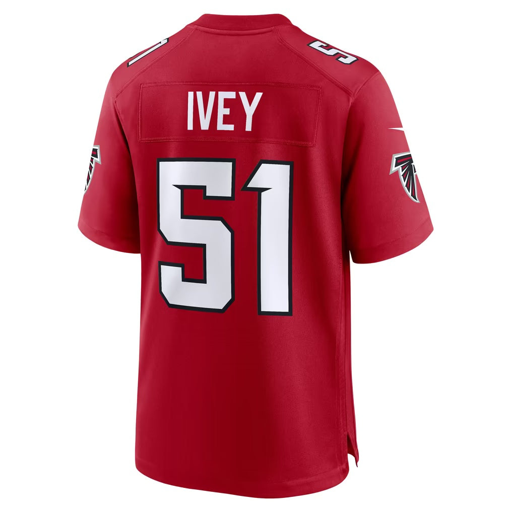 A.Falcons #51 Jared Ivey Red Team Game Football Jersey