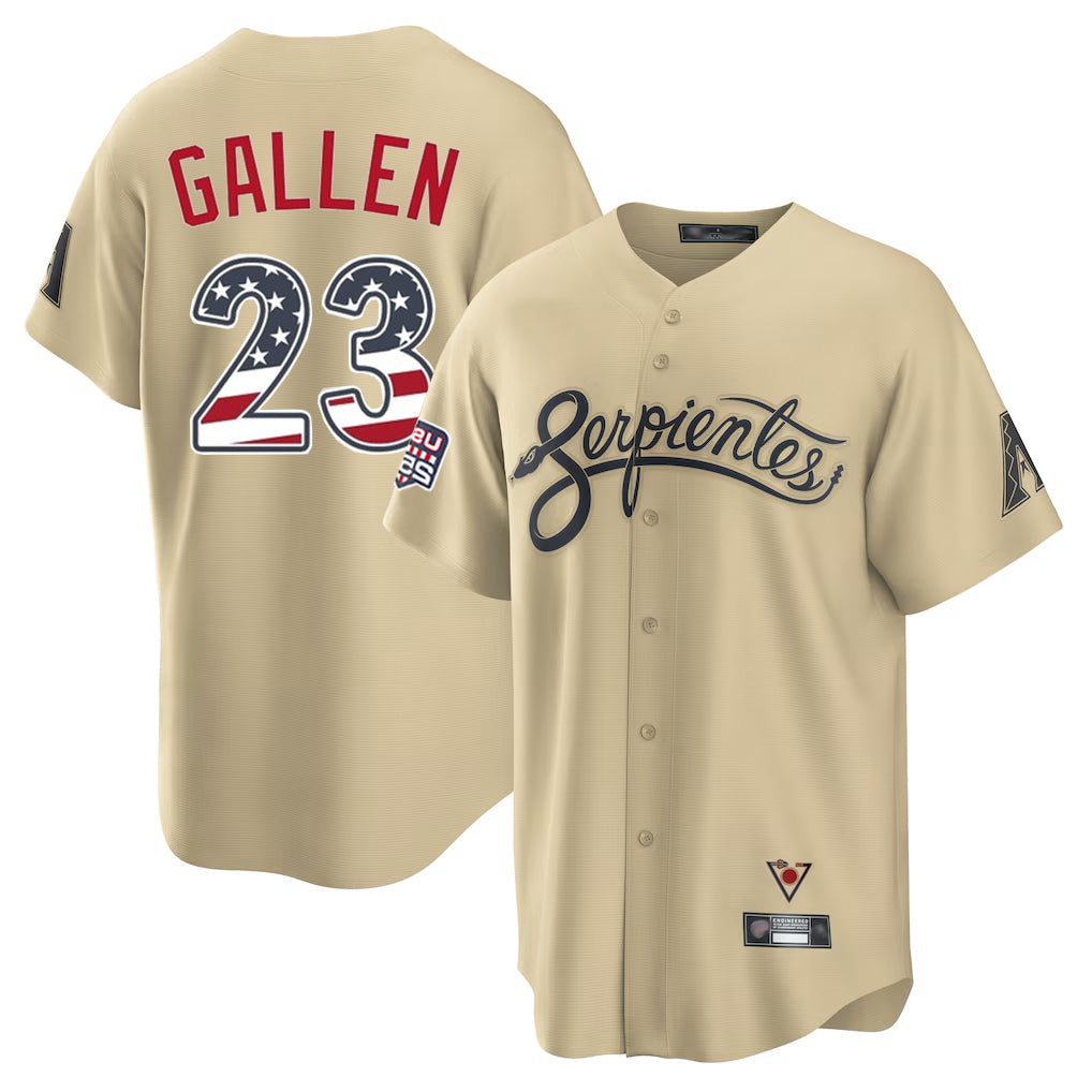 Arizona Diamondbacks #23 Zac Gallen Player Tan USA 250 Fourth of July Home Game Stitched Baseball Jersey