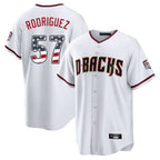 Arizona Diamondbacks #57 Eduardo Rodriguez Player White USA 250 Fourth of July Home Game Stitched Baseball Jersey