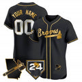 Atlanta Braves 2024 Spring Training & Georgia Patch Vapor Premier Elite Custom Jersey – Black Gold Baseball Jersey