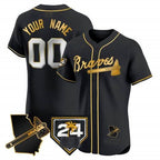 Atlanta Braves 2024 Spring Training & Georgia Patch Vapor Premier Elite Custom Jersey – Black Gold Baseball Jersey