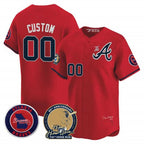 Atlanta Braves Hank Aaron 715th Home Run Patch Vapor Premier Limited Custom Jersey V2 – Red Baseball Jersey