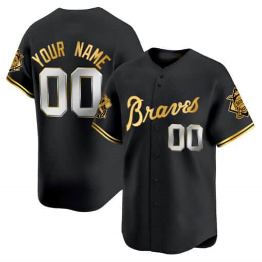 Atlanta Braves Peaches n’ Cream Vapor Premier Limited Custom Jersey – Black Gold Baseball Jersey