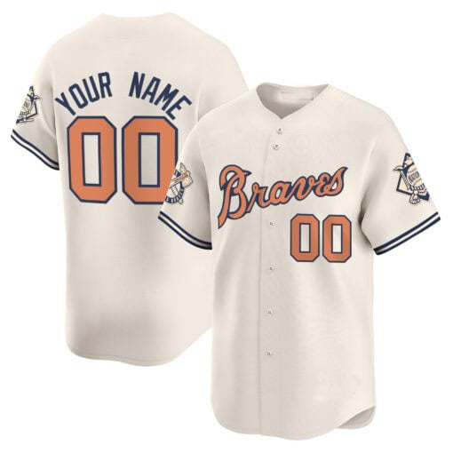Atlanta Braves Peaches n’ Cream Vapor Premier Limited Custom Jersey – Cream Baseball Jersey