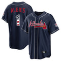 Atlanta Braves #1 Ozzie Albies Player Navy USA 250 Fourth Of July Limited Home Game Stitched Baseball Jersey
