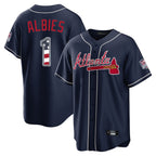 Atlanta Braves #1 Ozzie Albies Player Navy USA 250 Fourth Of July Limited Home Game Stitched Baseball Jersey