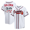 Atlanta Braves #30 Drake Baldwin Player White USA 250 Fourth Of July Limited Home Game Stitched Baseball Jersey