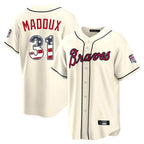 Atlanta Braves #31 Greg Maddux Player Cream USA 250 Fourth Of July Limited Home Game Stitched Baseball Jersey