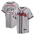Atlanta Braves #56 Spencer Schwellenbach Player Gray USA 250 Fourth Of July Limited Home Game Stitched Baseball Jersey