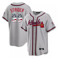 Atlanta Braves #99 Spencer Strider Player Gray USA 250 Fourth Of July Limited Home Game Stitched Baseball Jersey