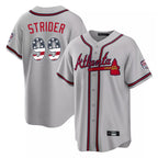 Atlanta Braves #99 Spencer Strider Player Gray USA 250 Fourth Of July Limited Home Game Stitched Baseball Jersey