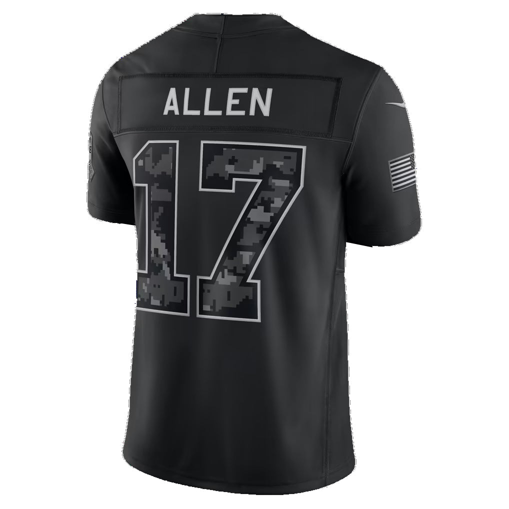 B.Bills #17 Josh Allen Black 2026 Salute to Service Stitched Limited Football Jersey