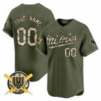 Baltimore Orioles Armed Forces Day Vapor Premier Limited Custom Jersey – All Stitched-Green Baseball Jersey