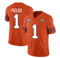 C.Bears #1 Justin Fields Orange 2023 F.U.S.E. With 1-star C Patch Throwback Limited Stitched Game Football Jersey