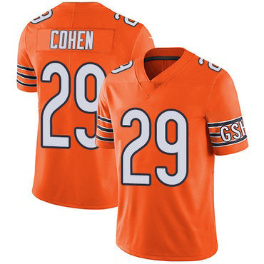 C.Bears #29 Tarik Cohen Orange Stitched Limited Rush Football Jersey