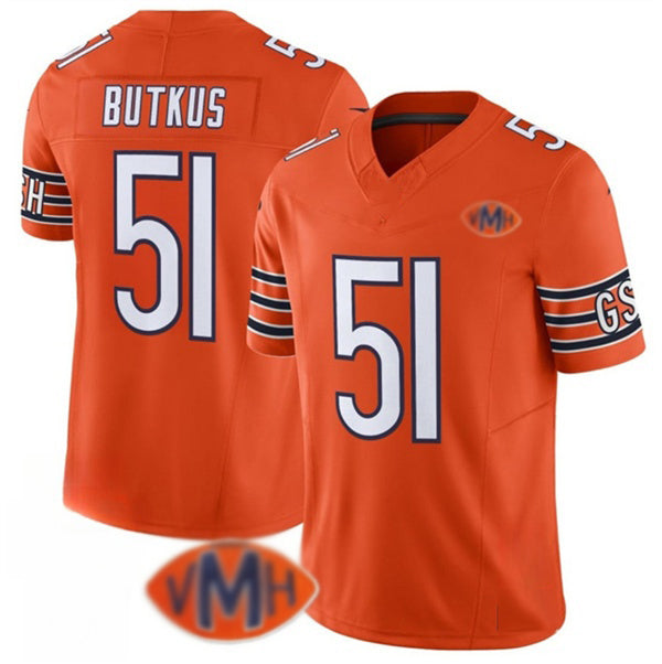 C.Bears #51 Dick Butkus Orange 2025 F.U.S.E. With VMH Patch Vapor Untouchable Limited Stitched Football Jersey