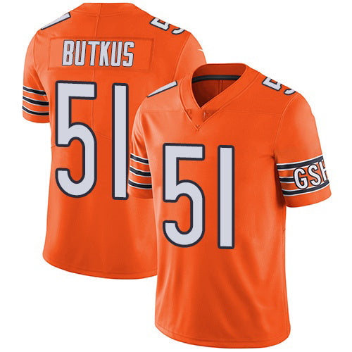 C.Bears #51 Dick Butkus Orange Stitched Limited Rush Football Jersey