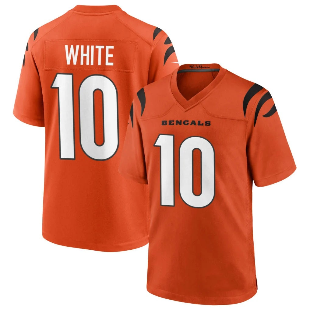 C.Bengals #10 Mike White Player Orange Home Game Football Jersey