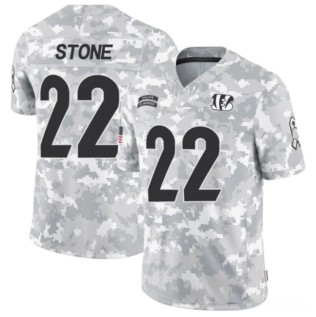 C.Bengals #22 Geno Stone 2024 F.U.S.E Arctic Camo Salute To Service Limited Stitched Football Jersey