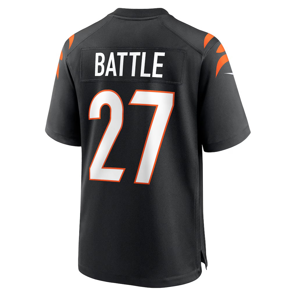 C.Bengals #27 Jordan Battle Black Team Game Football Jersey