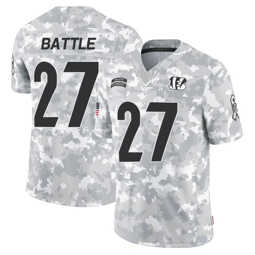 C.Bengals #27 Jordan Battle Player Arctic Camo Salute to Service Limited Football Jersey