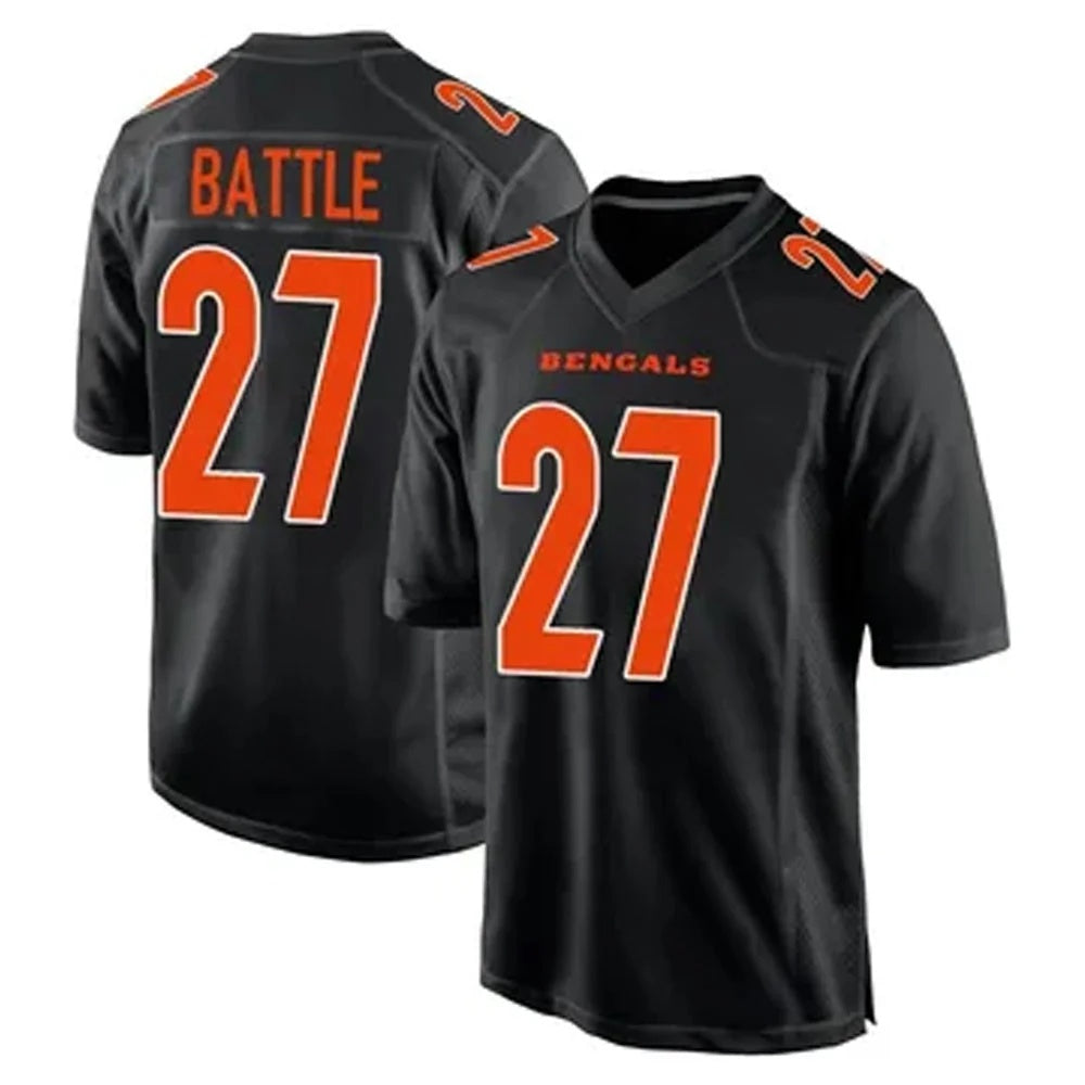 C.Bengals #27 Jordan Battle Player Carbon Fashion Football Jersey