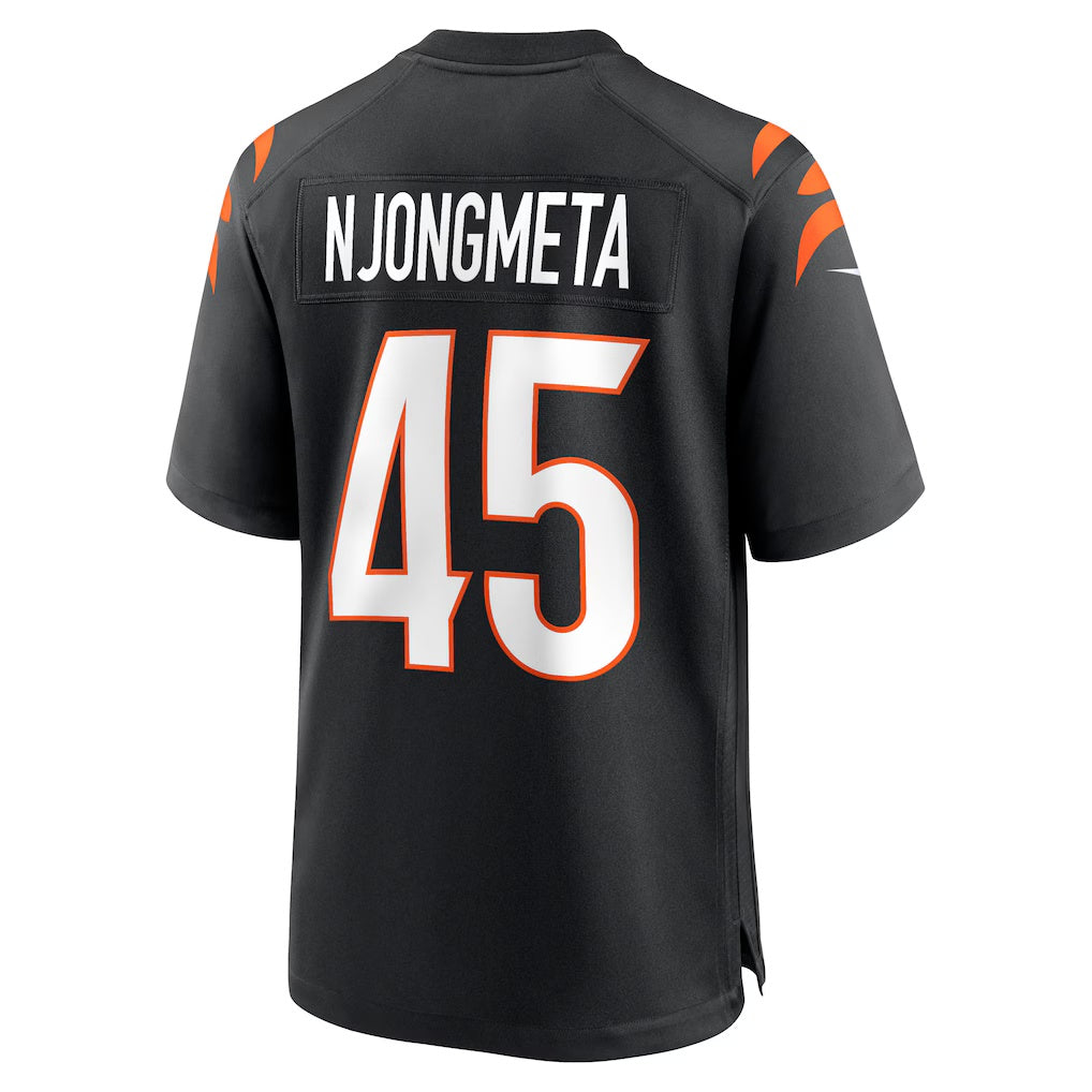 C.Bengals #45 Maema Njongmeta Black Game Football Jersey