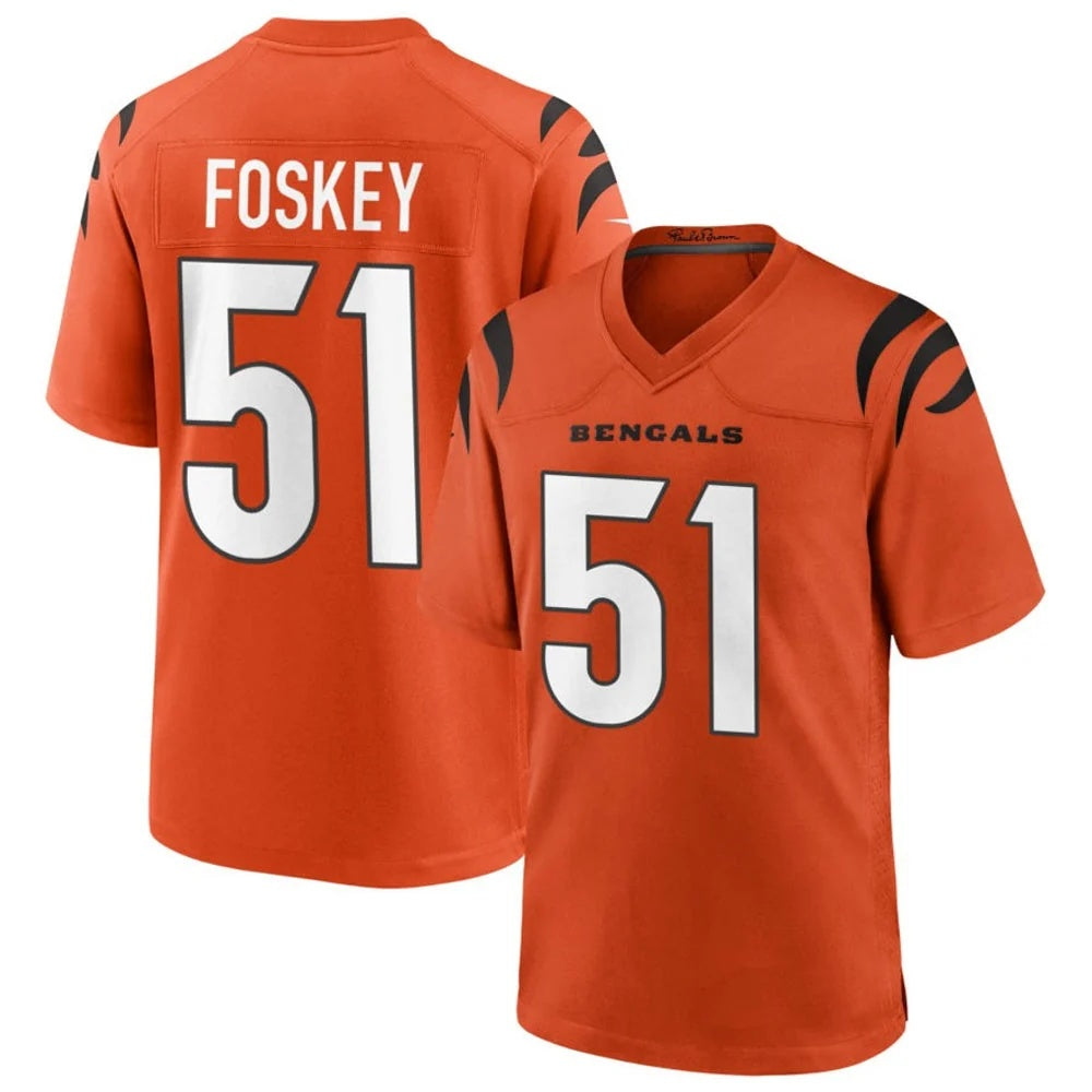 C.Bengals #51 Isaiah Foskey Player Orange Home Game Football Jersey