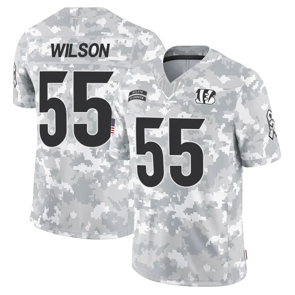 C.Bengals #55 Logan Wilson Player Arctic Camo Salute to Service Limited Football Jersey