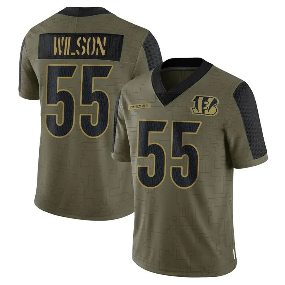 C.Bengals #55 Logan Wilson Player Salute To Service Limited Olive Football Jersey