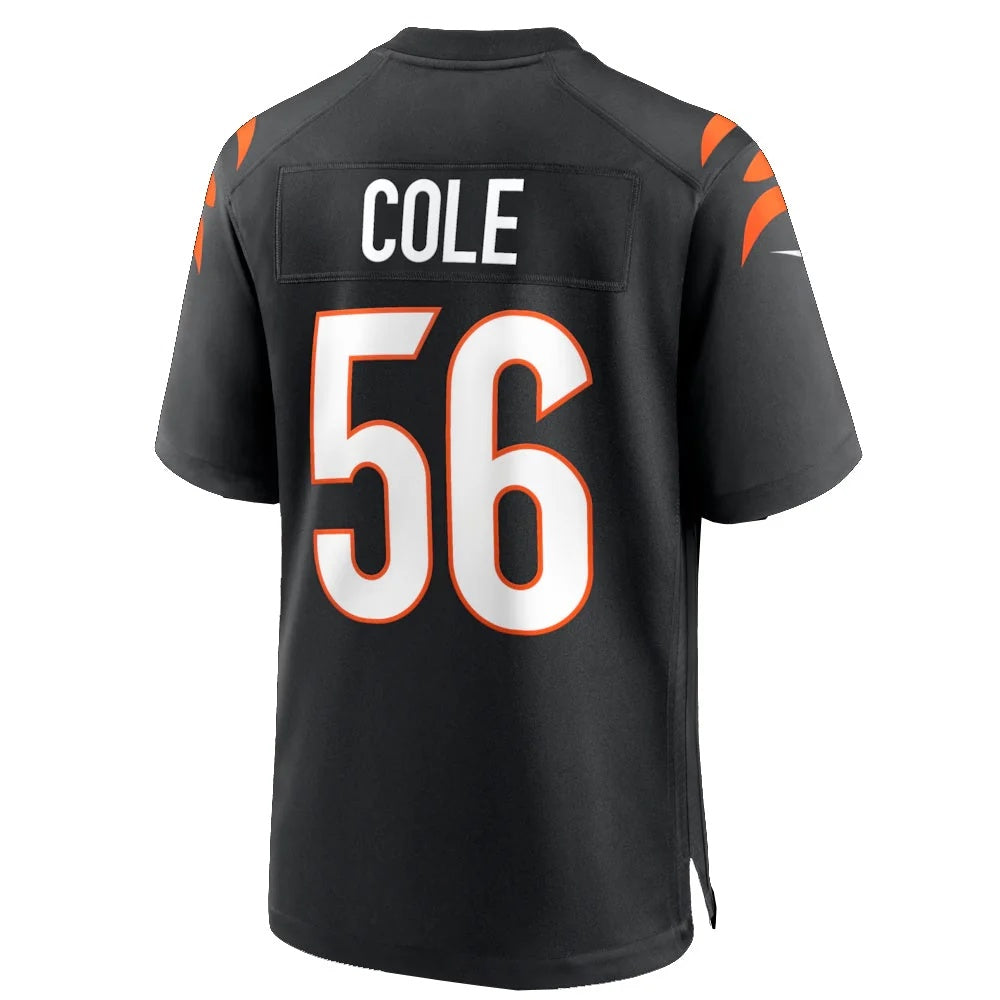 C.Bengals #56 Myles Cole Player Black Home Game Football Jersey