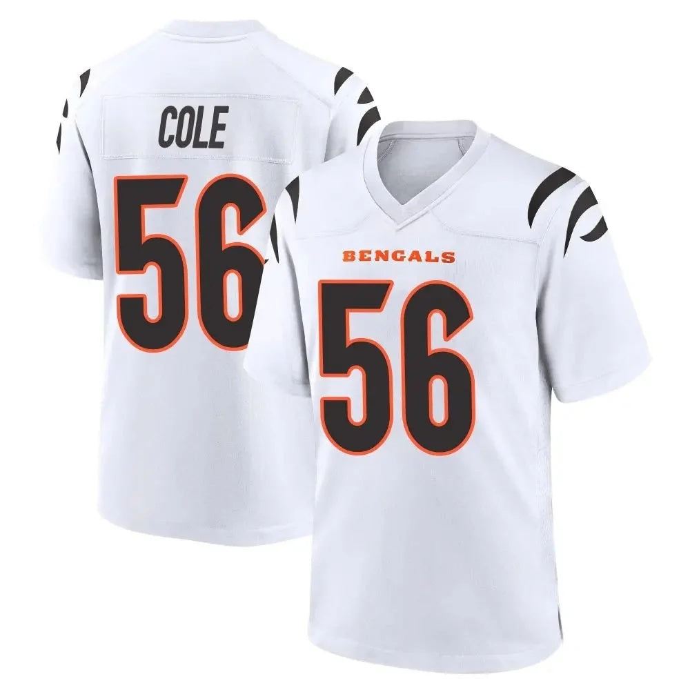 C.Bengals #56 Myles Cole Player White Home Game Football Jersey