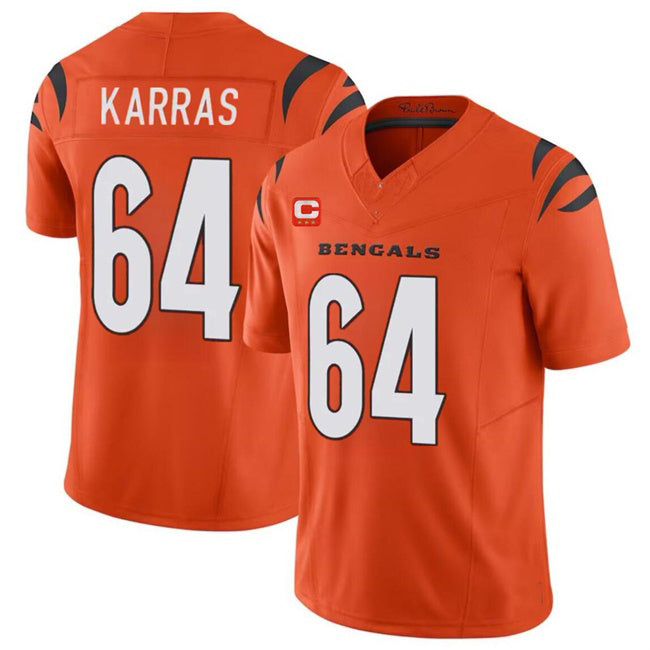 C.Bengals #64 Ted Karras Orange 2024 F.U.S.E With 3-star C Patch Vapor Untouchable Limited Stitched Football Jersey