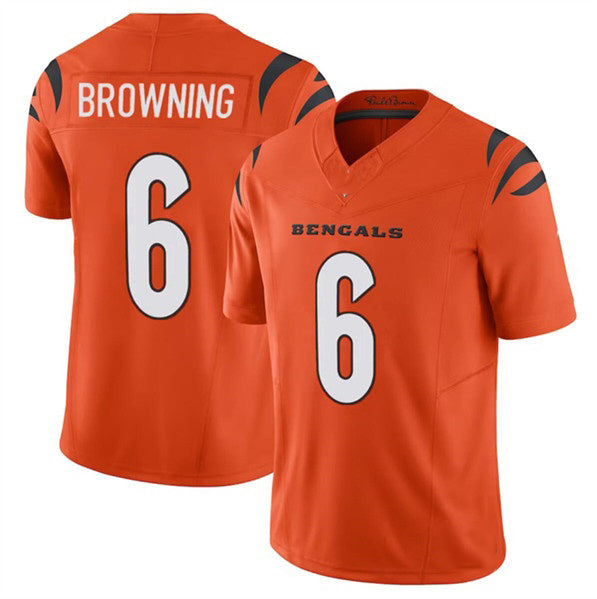 C.Bengals #6 Jake Browning Orange 2023 F.U.S.E. Vapor Untouchable Limited Stitched Football Jersey