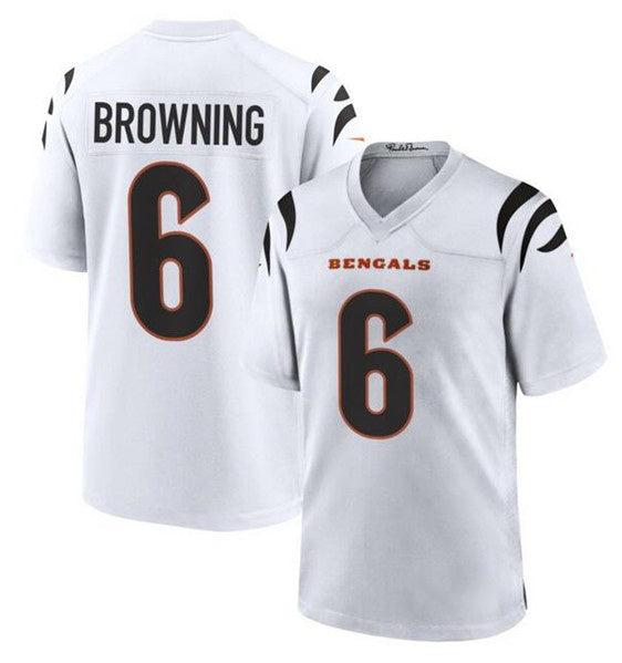 C.Bengals #6 Jake Browning White Stitched Game Football Jersey