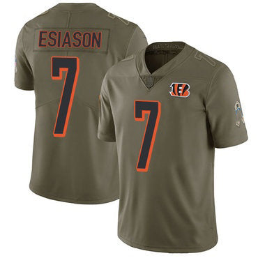 C.Bengals #7 Boomer Esiason Olive Stitched Limited 2017 Salute To Service Football Jersey