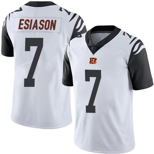 C.Bengals #7 Boomer Esiason White Stitched Limited Rush Football Jersey