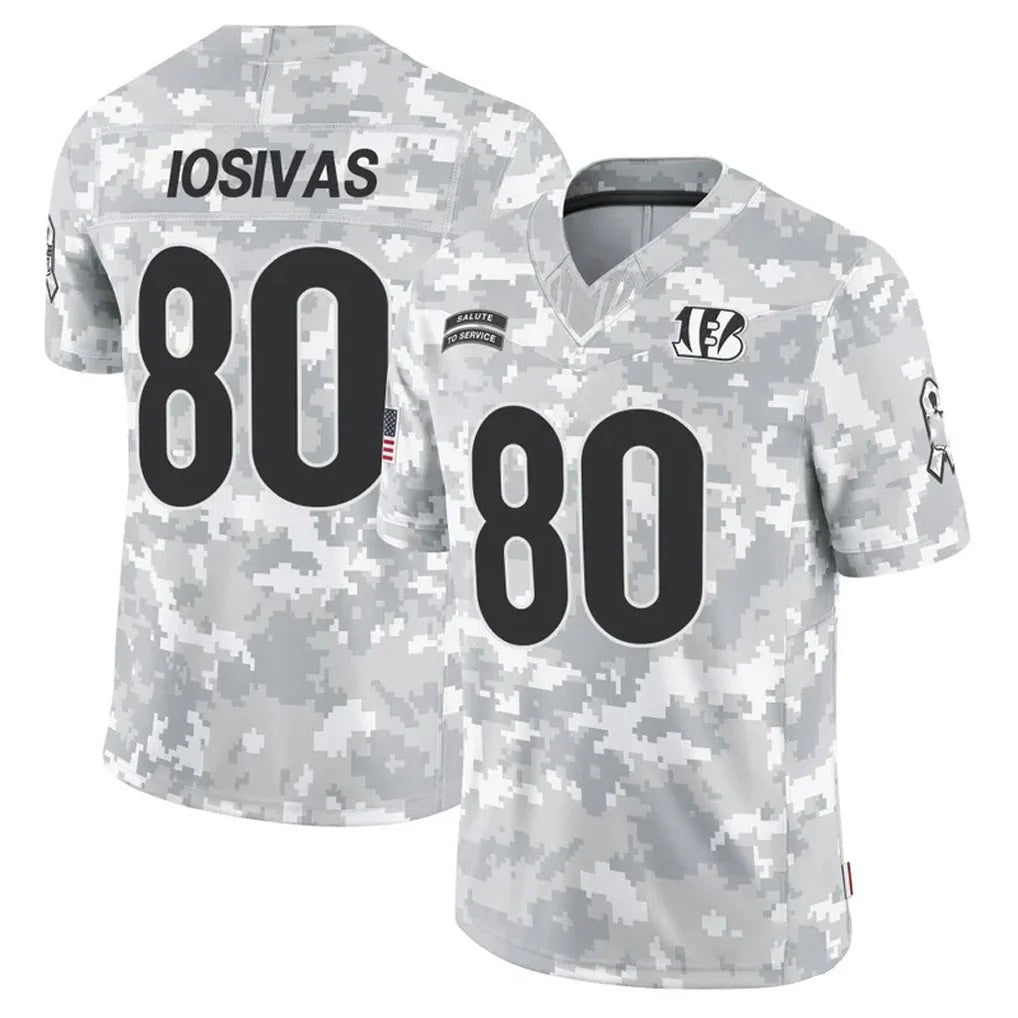 C.Bengals #80 Andrei Iosivas Player Arctic Camo Salute to Service Limited Football Jersey