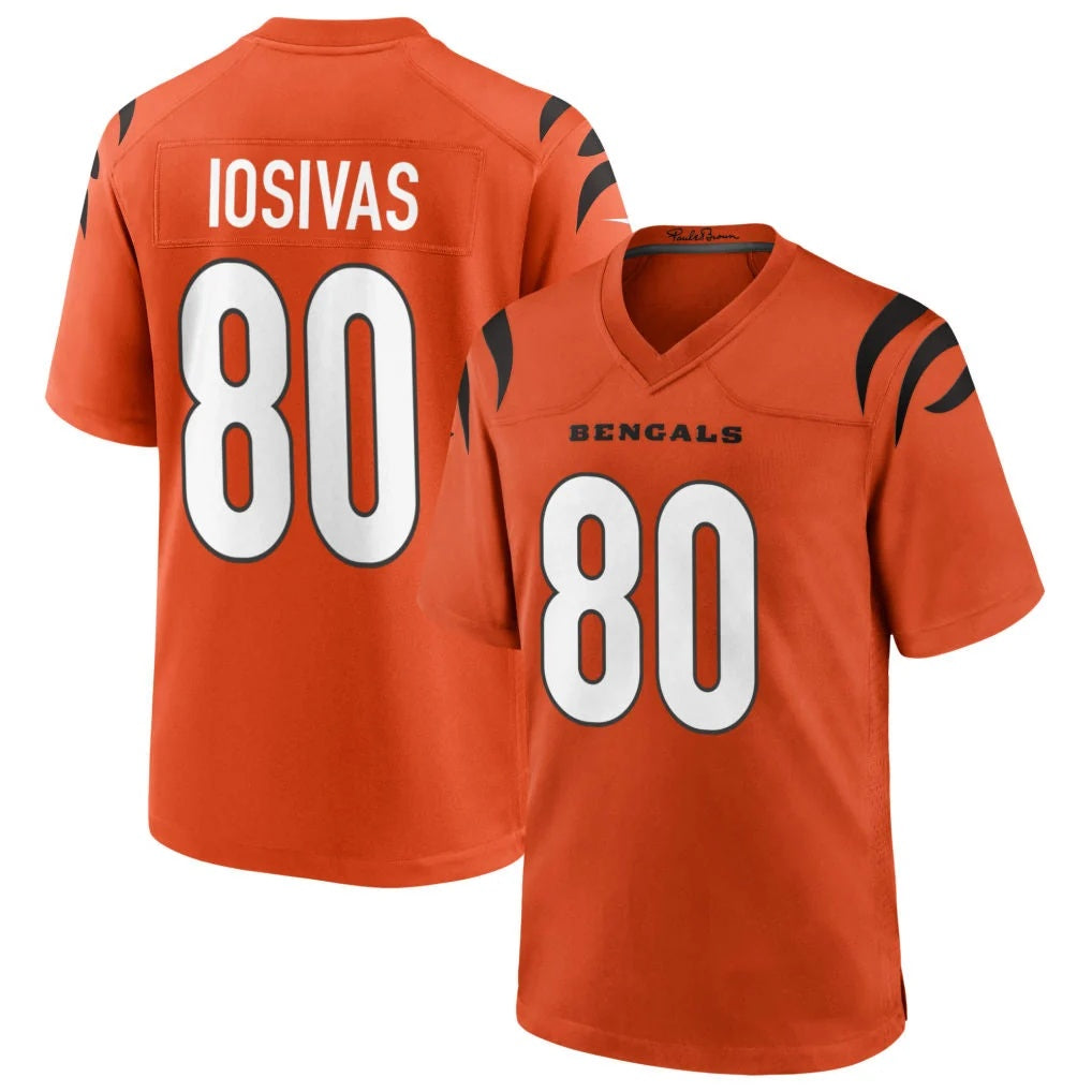 C.Bengals #80 Andrei Iosivas Player Orange Home Game Football Jersey
