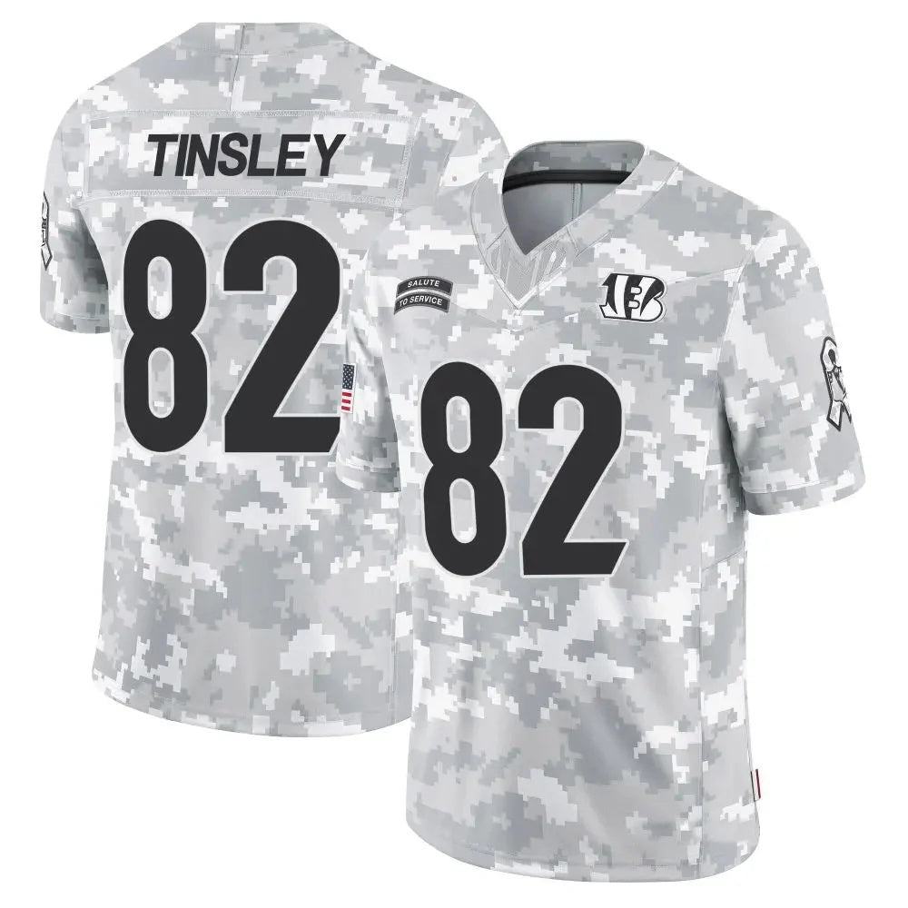 C.Bengals #82 Mitchell Tinsley Player Arctic Camo Salute to Service Limited Football Jersey