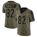 C.Bengals #82 Mitchell Tinsley Player Salute To Service Limited Olive Football Jersey