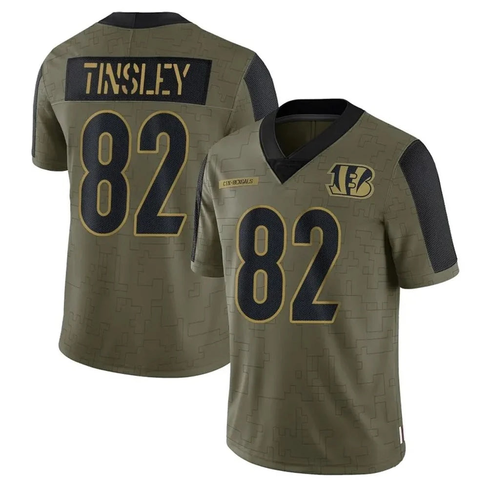 C.Bengals #82 Mitchell Tinsley Player Salute To Service Limited Olive Football Jersey