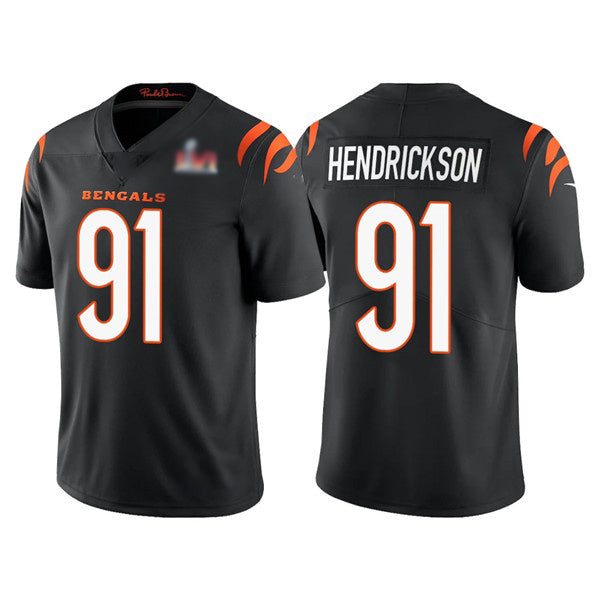 C.Bengals #91 Trey Hendrickson 2022 Black SB LVI Vapor Limited Stitched Football Jersey