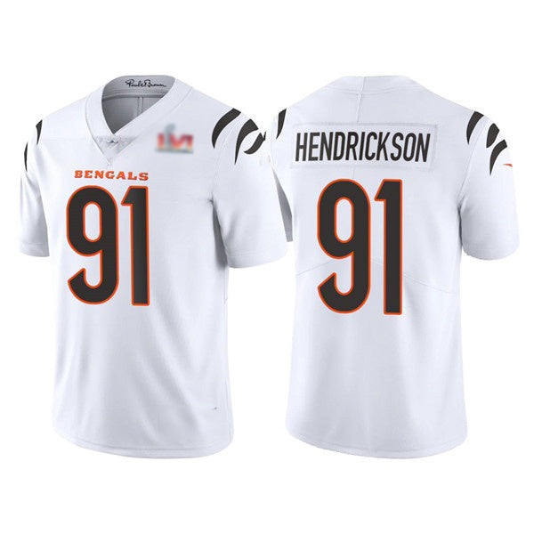 C.Bengals #91 Trey Hendrickson 2022 White SB LVI Vapor Limited Stitched Football Jersey