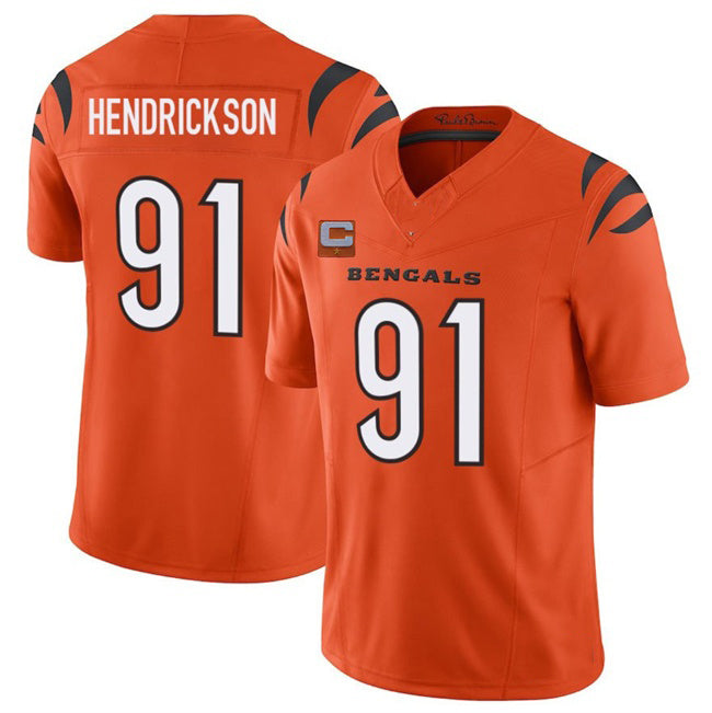 C.Bengals #91 Trey Hendrickson Orange 2025 F.U.S.E. With 1-Star C Patch Vapor Untouchable Limited Stitched Football Jersey