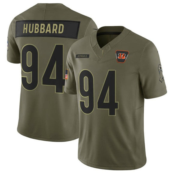 C.Bengals #94 Sam Hubbard Olive 2025 Salute to Service Limited Stitched Football Jersey