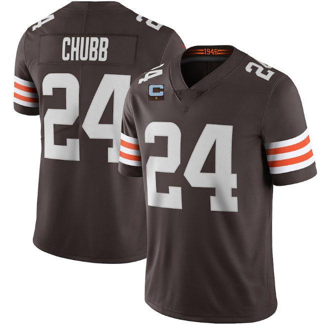 C.Browns 2022 #24 Nick Chubb Brown With 1-star C Patch Vapor Untouchable Limited Stitched Football Jersey