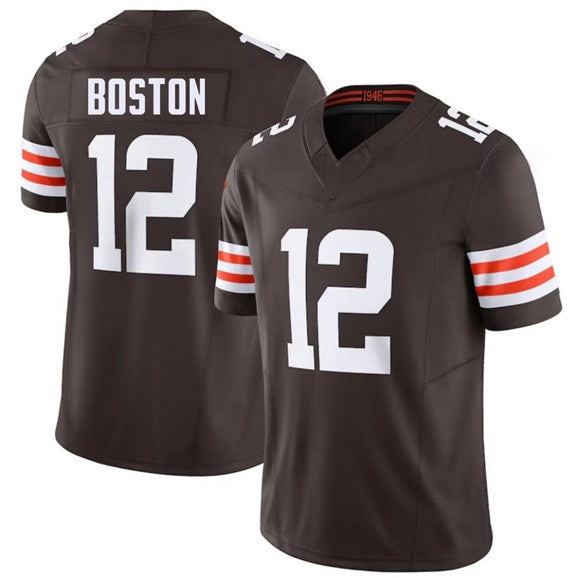 C.Browns #12 Denzel Boston Brown 2026 Draft F.U.S.E. Vapor Limited Stitched Football Jersey
