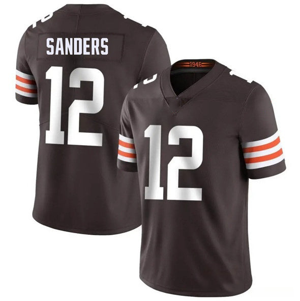 C.Browns #12 Shedeur Sanders Brown 2025 Vapor Limited Stitched Football Jersey